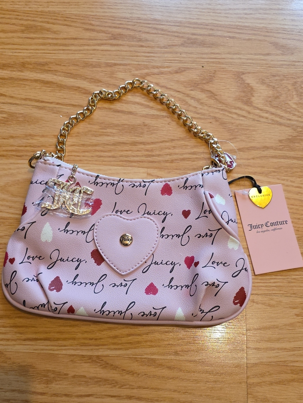 Juicy Couture Chiffon Pink V-Love Letter Pouch